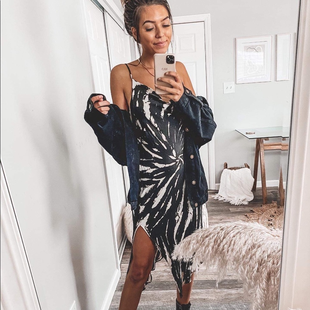 Asymmetrical Tie Dye MIDI Slip Dress